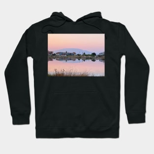 Sunset Mountain Reflection - Alykes Salt Flats, Zante, Zakynthos, Greece Hoodie